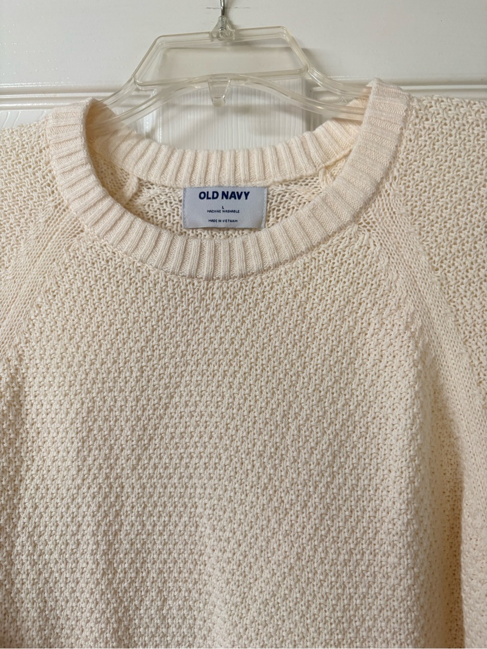 Old Navy Cream Ivory Textured Knit Longline Crewneck Tunic Sweater Large NWT - Picture 3 of 16